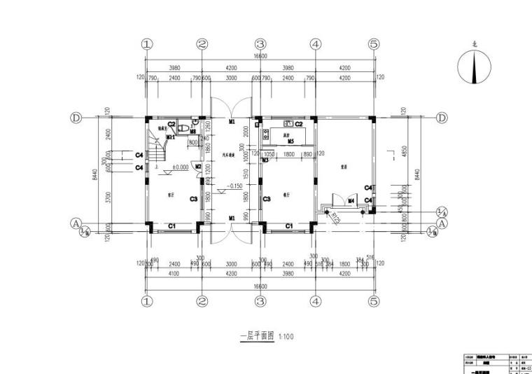 桃渚私人住宅别墅设计施工图PDF+CAD-一层平面图