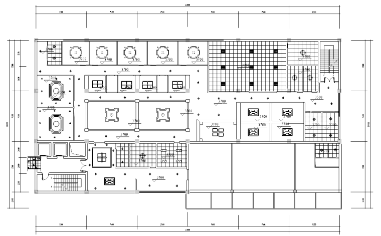 [湖南]古典风格中餐厅装修施工图-天棚图