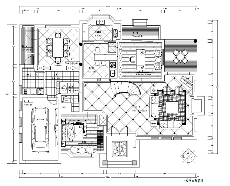 欧式别墅一层资料下载-[湖南]某二层欧式别墅施工图及效果图