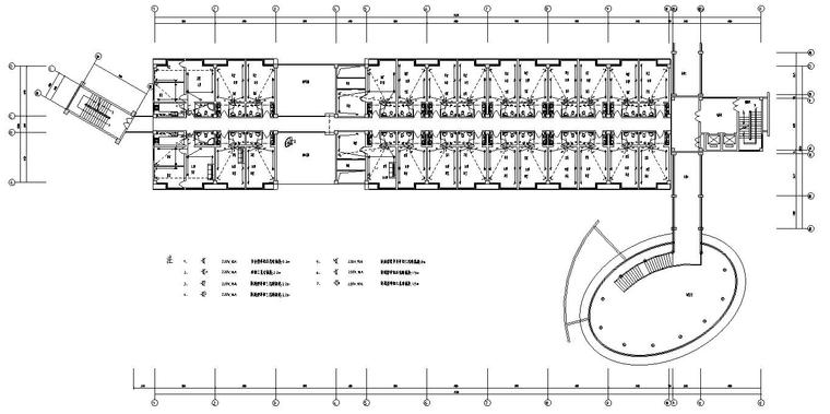 七层住宅公寓楼电气施工图-1#楼二层插座平面图