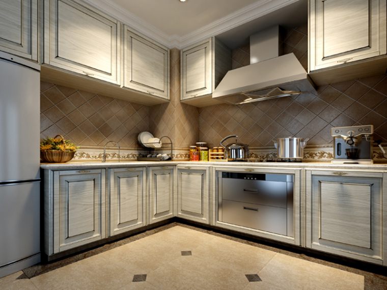 室内厨房3d模型资料下载-漂亮整齐厨房3D模型下载