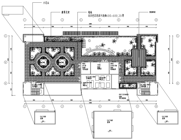 最全屋顶花园景观设计CAD平面图95套-办公楼屋顶花园平面图