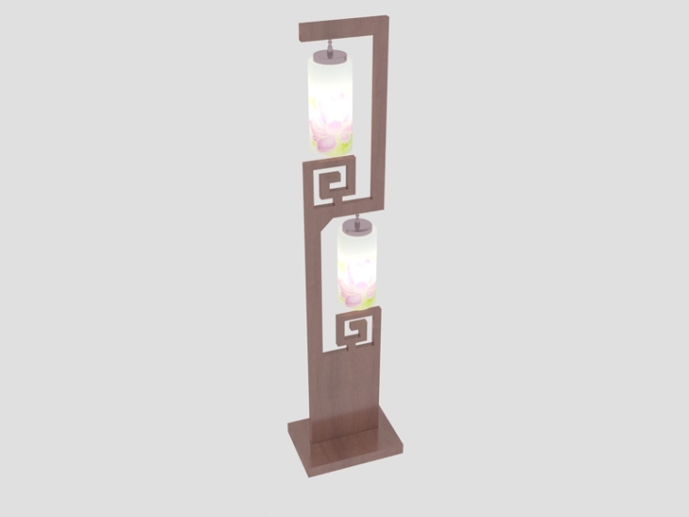 PulpLamp灯罩资料下载-双灯罩落地灯3D模型下载