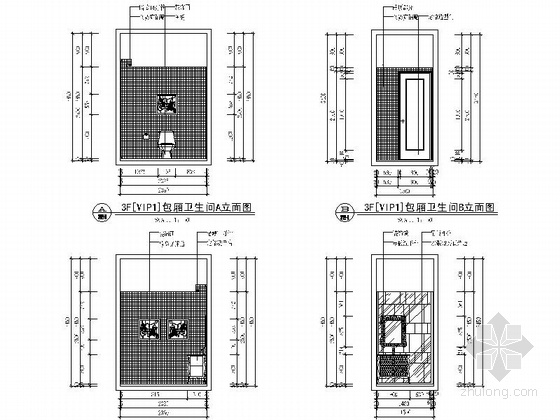 [广东]豪华娱乐量贩式KTV室内设计施工图（含效果）卫生间立面图