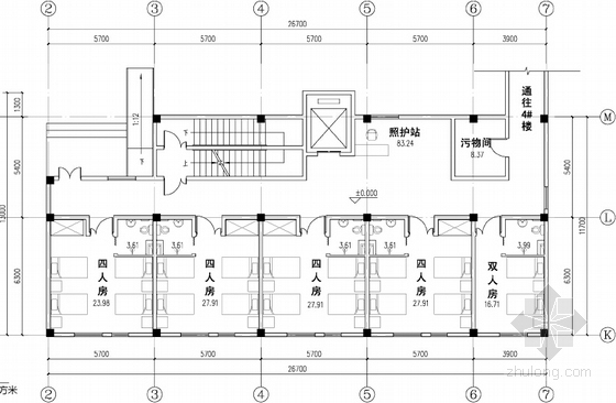 [上海]传统中式风格养老院建筑设计方案文本（含CAD）-传统中式风格养老院各层平面图