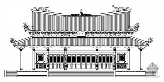 仿古建筑方案效果资料下载-道家仿古建筑大殿建筑方案图