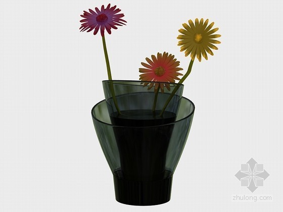 装饰花瓶3D模型资料下载-玻璃花瓶3D模型下载