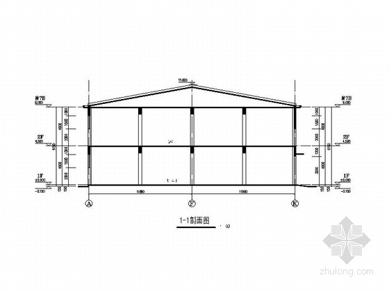 [湖南]现代风格包装装潢印刷厂建筑施工图-现代风格包装装潢印刷厂建筑剖面图 