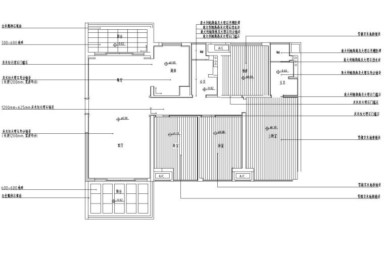 [广东]中式惠州城市广场样板房施工图（包含CAD+实景图）-地面材料图