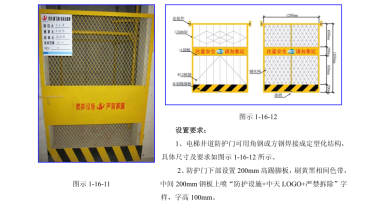 知名企业施工现场标准化做法汇编之施工区-电梯井道防护门