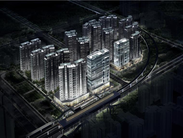 [深圳]高层现代风格一梯两户住宅建筑设计方案文本-高层现代风格一梯两户住宅建筑效果图