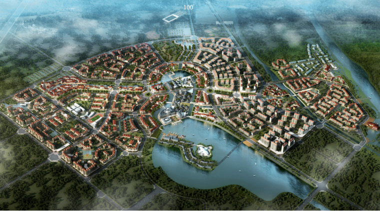 水库湿地公园规划设计资料下载-[四川]滨湖特色小镇中西合璧城市园林景观规划设计