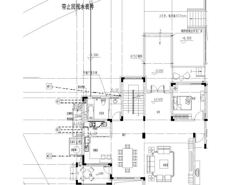 cad卫生间水管大样图资料下载-[上海]某别墅给排水施工图（含平面图、系统图及卫生间详图）