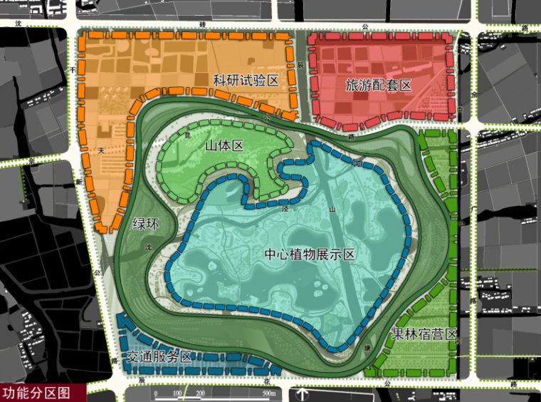 [上海]辰山植物园规划设计方案文本-功能分区图
