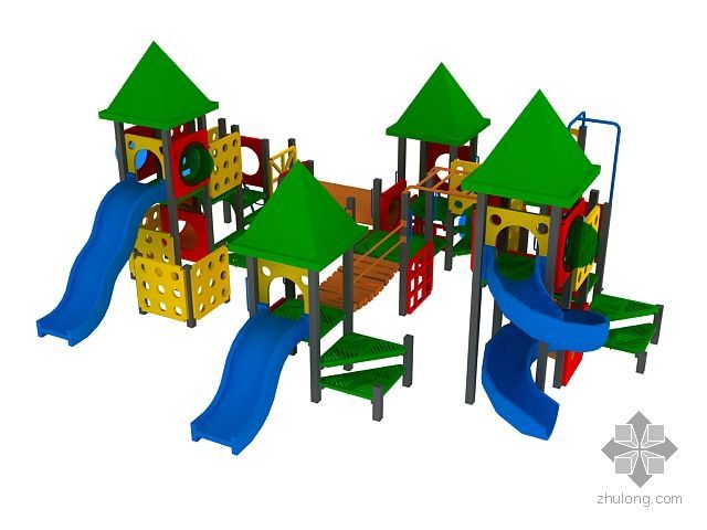 儿童户外游乐场设计su资料下载-儿童游乐场设施-一组滑梯