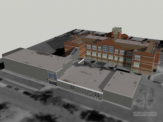 西式风格建筑资料下载-西式学校建筑SketchUp模型下载
