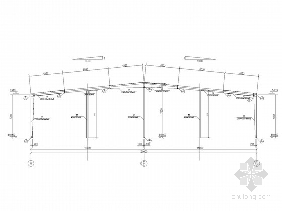30米厂房结构资料下载-30米门式刚架厂房建筑结构方案图