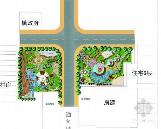 街头游园景观方案资料下载-[庆阳]县城街头绿地景观概念设计方案