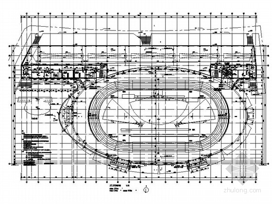 [大连]单层网架结构乙级室内田径馆建筑施工图-单层网架结构乙级室内田径馆建筑首层平面图 