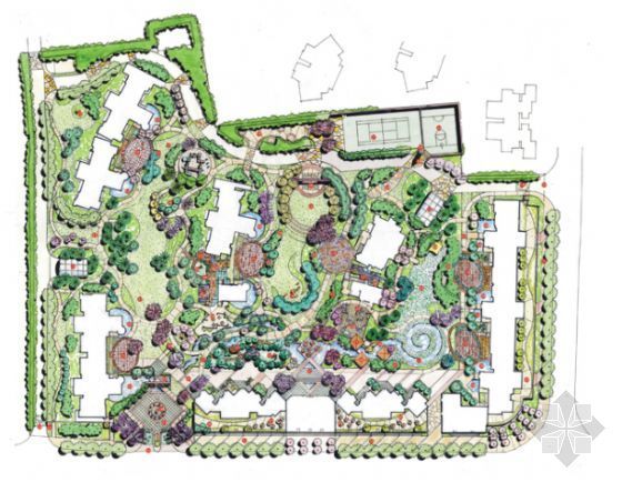 大型花园景观设计资料下载-上海花园小区景观设计