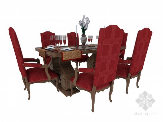 室外欧式座椅模型资料下载-高背座椅餐桌组合
