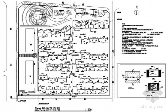 住宅平面给水图资料下载-某小区室外给水平面图