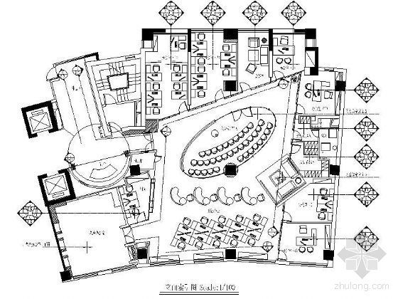 经典办公空间cad图资料下载-办公空间平面方案图