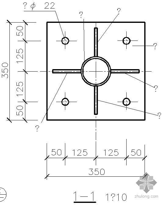 钢管支架CAD施工图资料下载-某双钢管支架H=3～6m节点构造详图（一）