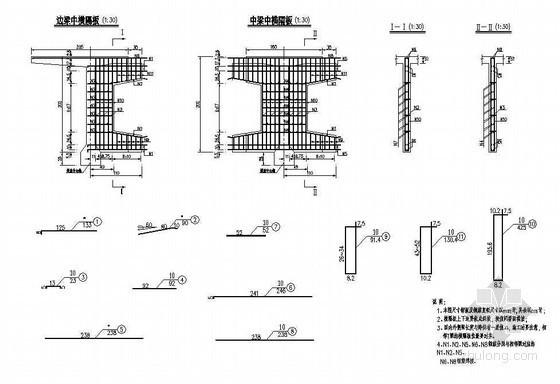 预应力混凝土T形板资料下载-预应力混凝土T梁中横隔板钢筋布置节点详图设计