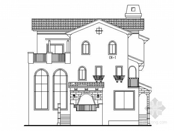 西班牙独栋别墅设计图资料下载-某三层西班牙风格独栋别墅建筑扩初图（342平方米）