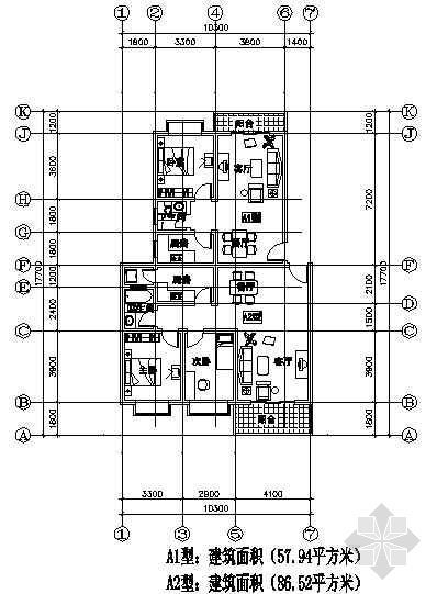 52平米两室一厅户型资料下载-一室一厅一厨一卫+两室一厅一厨一卫