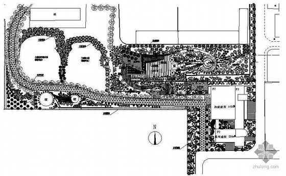 文化中心CAD平面图资料下载-[山东青岛]某油库文化中心环境绿化设计平面图