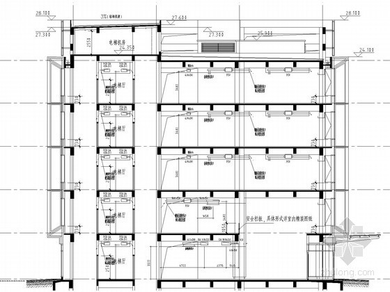 [陕西]世界500强企业厂房通风空调系统设计施工图（大院作品 详图多）-空调剖面图 