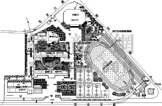 景观规划总平施工图资料下载-长沙市某中学景观规划施工图