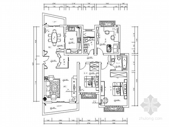 高档展厅装修资料下载-高档小区现代三居室室内装修施工图