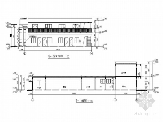 武汉交通CAD资料下载-[武汉]两层框架结构交通服务站站房及罩棚结构施工图（含建筑图）
