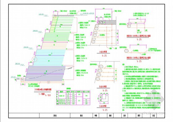 台阶图纸资料下载-高填方台阶式加筋土挡墙断面图