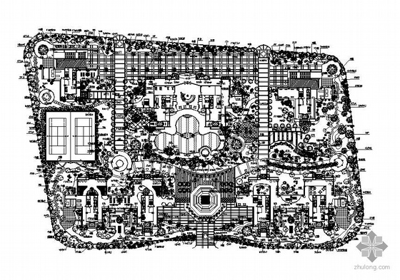 小区区景观线描平面图资料下载-某小区景观绿化平面图