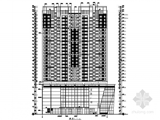 [广东]某二十四层商住楼建筑施工图（含效果图）-立面图