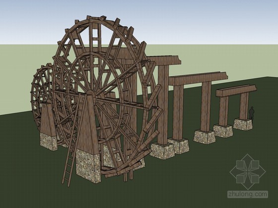 景观水车cad资料下载-水车SketchUp模型下载