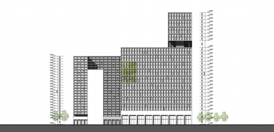 [安徽]30层高层商业综合体建筑方案文本-立面图