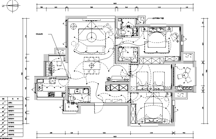 白金海岸|现代灰色简约住宅空间设计施工图（附效果图）-开关布置图