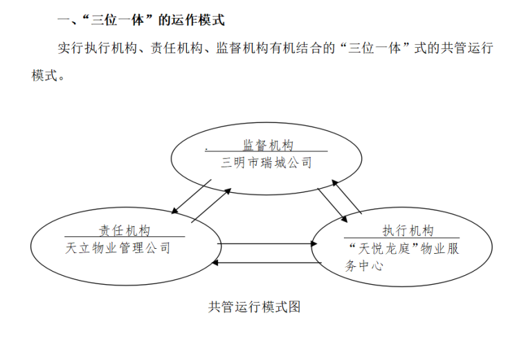 房地产物业服务方案范本（共78页）-共管运行模式图