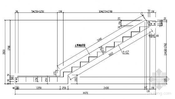 直跑钢结构楼梯设计图资料下载-两跑钢结构楼梯详图(三)