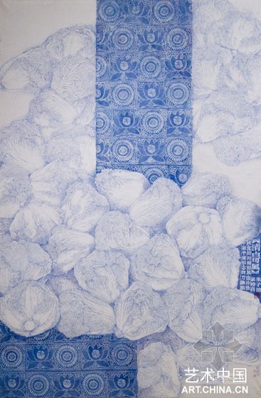 昆士兰现代艺术画廊资料下载-中国特色蓝色工笔艺术画