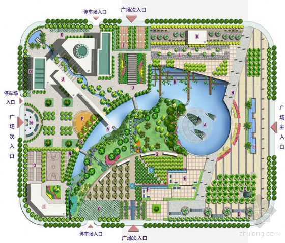 广场建筑景观设计资料下载-某广场绿化景观设计方案
