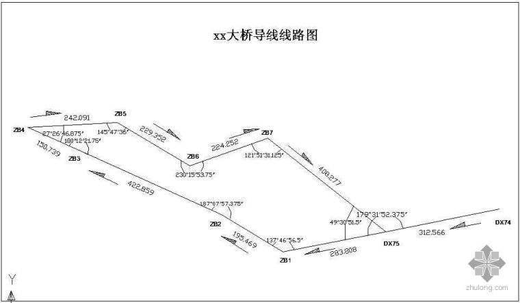 天龙铁路路线路线图纸资料下载-某铁路桥梁导线线路图