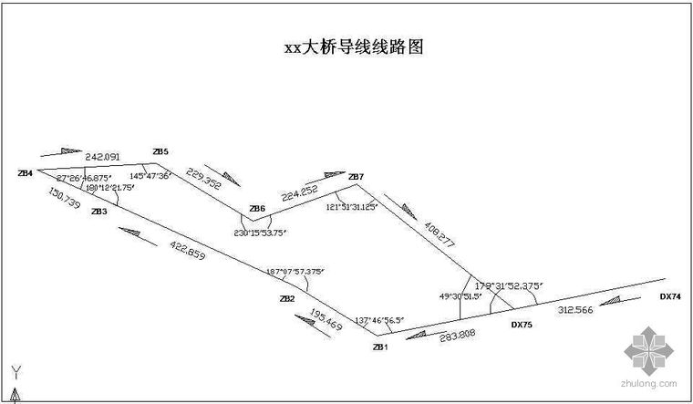 铁路桥桥梁资料下载-某铁路桥梁导线线路图