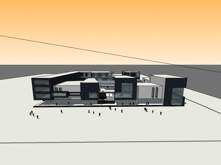 商场大门模型下载资料下载-商场建筑SketchUp模型下载