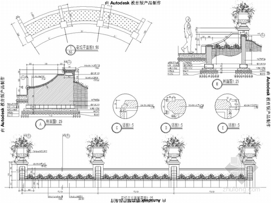 [杭州]城市高档居住区景观设计施工图-花坛施工详图